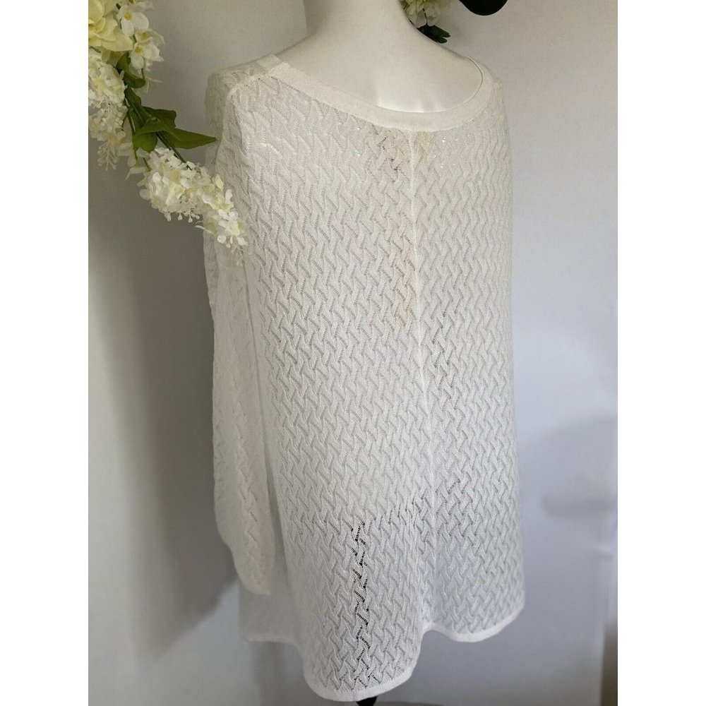 New With Tags Andrea Jovine White Lightweight Tunic Sweater Long Sleeves Sz XL - Picture 4 of 12